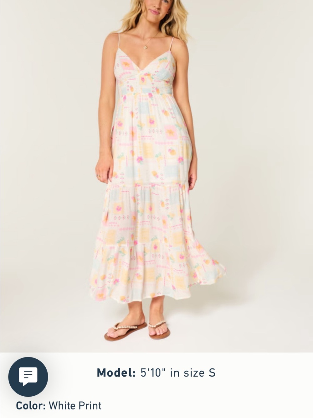 Hollister White Floral Pattern Babydoll Maxi Dress
